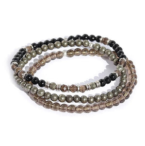 "EMF Protection" Black Tourmaline and Smoky Quartz Bracelet Set