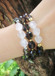 Smoky Quartz, Amethyst Single Mala Bracelet