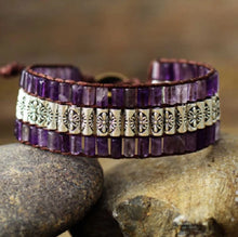 3 row amethyst cuff beaded bracelet