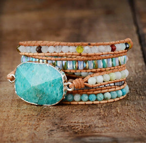 Natural Russian Amazonite Stone Wrap Mix Bracelet