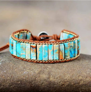 best selling aqua turquoise jasper tubestone bracelet with chain link 