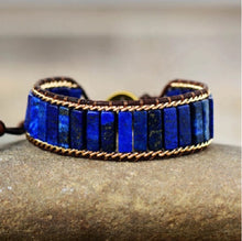 unisex bracelet in blue lapis lazuli and gold chain for him or her