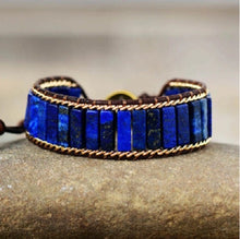 Aqua Jasper Tubestone Beaded Bracelet with chainlink
