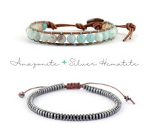 Natural Amazonite Wrap + Silver Hematite Shamballa Bracelet - yogisnista