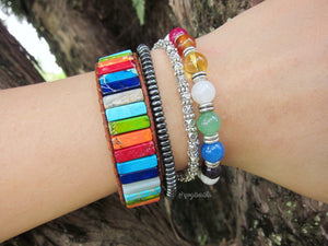 bright 7 chakra mala tubestone wrap bracelet for him or her - great gift ideas for xmas, birthdays!