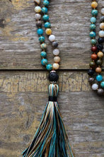 7 Stone Imperial Jasper Lava Mala Beaded Tassel Necklace - yogisnista