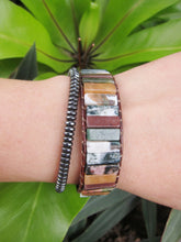 Wild Earthy Jasper Mix Tubestone Leather Bracelet