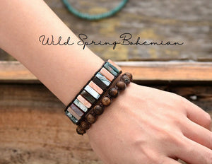 Bohemian Wild Spring Jasper Cuff Beaded Bracelet