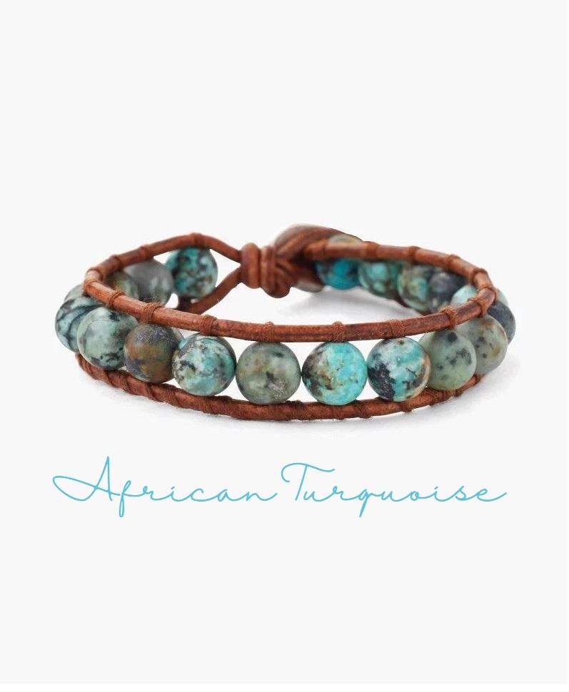 Natural African Turquoise Single Wrap Bracelet