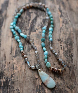 Handmade Amazonite Pendant Beaded Necklace