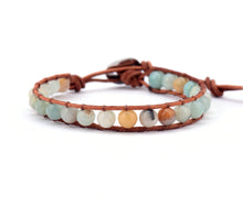 Natural Amazonite Wrap + Silver Hematite Shamballa Bracelet