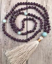 Amethyst Mala Tassel Beaded Necklace