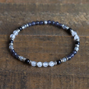 'Miracles' - White Selenite, Iolite, Black Onyx and Labradorite Gemstones Necklace