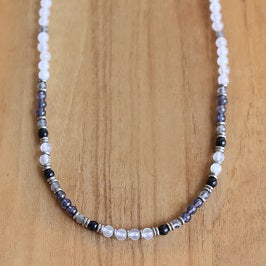 Selenite, Iolite, Black Onyx and Labradorite Necklace