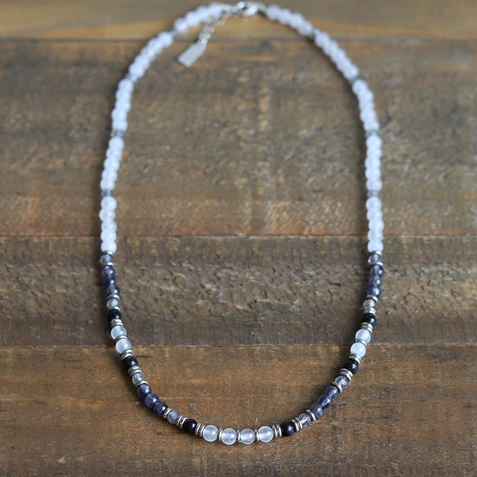 Amethyst, Chalcedony, Onyx and Labradorite Dainty Necklace