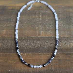 'Miracles' - White Selenite, Iolite, Black Onyx and Labradorite Gemstones Necklace
