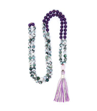 Pink Quartz, Amethyst, Tree Agate Love Mala Tassel Necklace