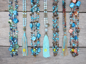 Long Boho Beaded Necklace - Wide Variety of Bohemian Necklaces in Turquoise Blue Mix Tone! - yogisnista