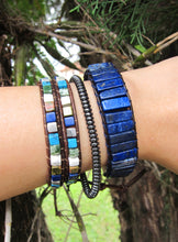 Unisex Lapis Lazuli, White howlite, Unakite Mix 2X Wrap Beaded Bracelet