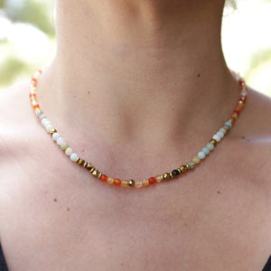 Carnelian and Amazonite Delicate Beaded Necklace