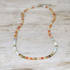 Carnelian and Amazonite Delicate Beaded Necklace