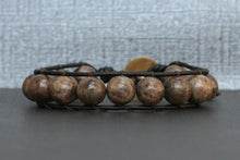 Bronzite Single Wrap Bracelet on Brown/Black Leather