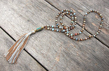 Jasper Crystal Mix Tassel Necklace with antique Tibetan Bohemian Bead - yogisnista