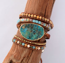 Natural Sea Sediment Jasper Stone Gilded Wrap Bracelet - yogisnista