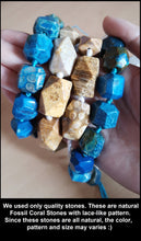 2 piece set - River Stone and Grey Fossil Coral Guru Mala Bracelet
