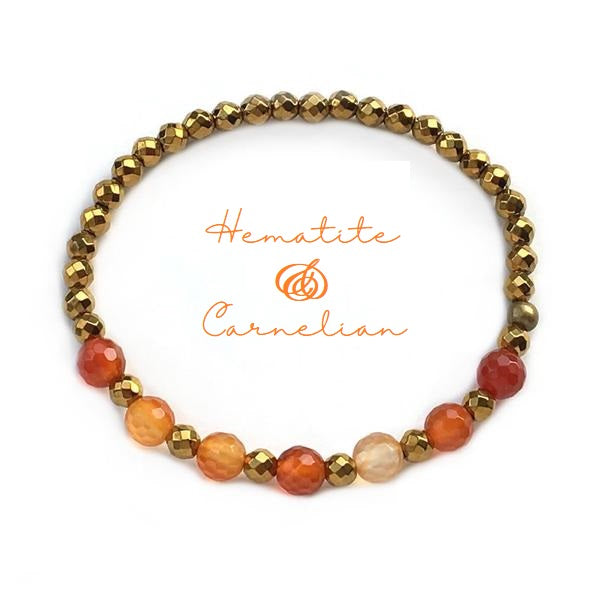 Hematite and Carnelian Chakra Bracelet - Sacral Chakra