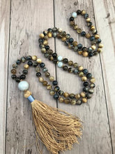 Blue & Yellow Honey Tigers Eye beads mala necklace