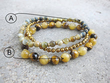 3 pc set - Honey Mustard Tiger Eye, Gunmetal, Gold Hematite Bracelet