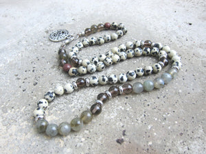 Smoky Quartz, Dalmatian Jasper and Labradorite Necklace