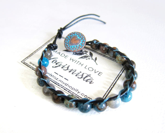 Aqua Mix Jasper Single Wrap Bracelet