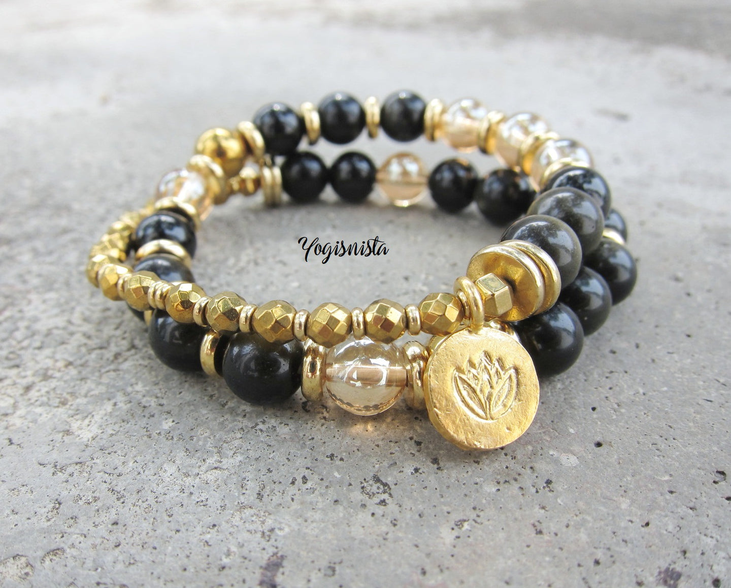 Black Gold Obsidian Protective Mala Bracelet