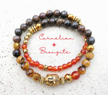 SALE - Bronzite, Carnelian Natural Stones Double Strand Bracelet