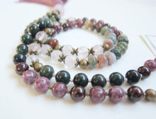 Bohemian Plum Lepidolite, Garnet, Bloodstone Tassel Beaded Necklace