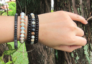 Opal, Jasper and Onyx Cuff Beaded Bracelet