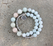 27 Bead Mala in Morganite and Aquamarine