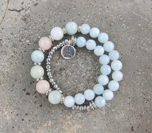 27 Bead Mala in Morganite and Aquamarine