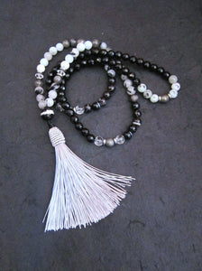 108 Mala Necklace - The Half Eclipse Moon Mala Necklace