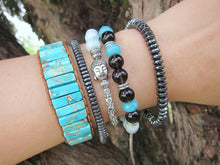 Aqua Turquoise Jasper Tubestone Cuff Beaded Bracelet