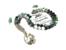 Abundance and Good Luck - Green Bloodstone, Tree Agate, Ocean Jasper Pendant Mala Necklace