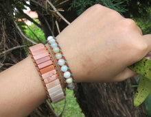 Agate Peach Delight Beaded Cuff Bracelet - Limited Edition