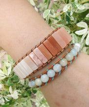 Agate Peach Delight Beaded Cuff Bracelet - Limited Edition