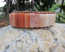 Agate Peach Delight Beaded Cuff Bracelet - Limited Edition