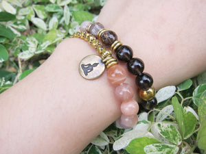 SALE - 27 Bead Wrist Energy Mala Bracelet in Quartz and Sunstone