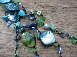 SALE - Long Beaded Necklace - Wide Variety of Bohemian Necklaces in Turquoise Blue Mix Tone!