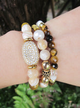 Mother of Pearl, Cat's Eye, Tiger Eye Energy Mala Bracelets