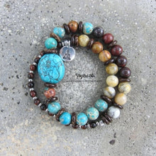 27 Beads Mala Bracelet in Natural Turquoise Stone and Jaspers - Ltd Edition